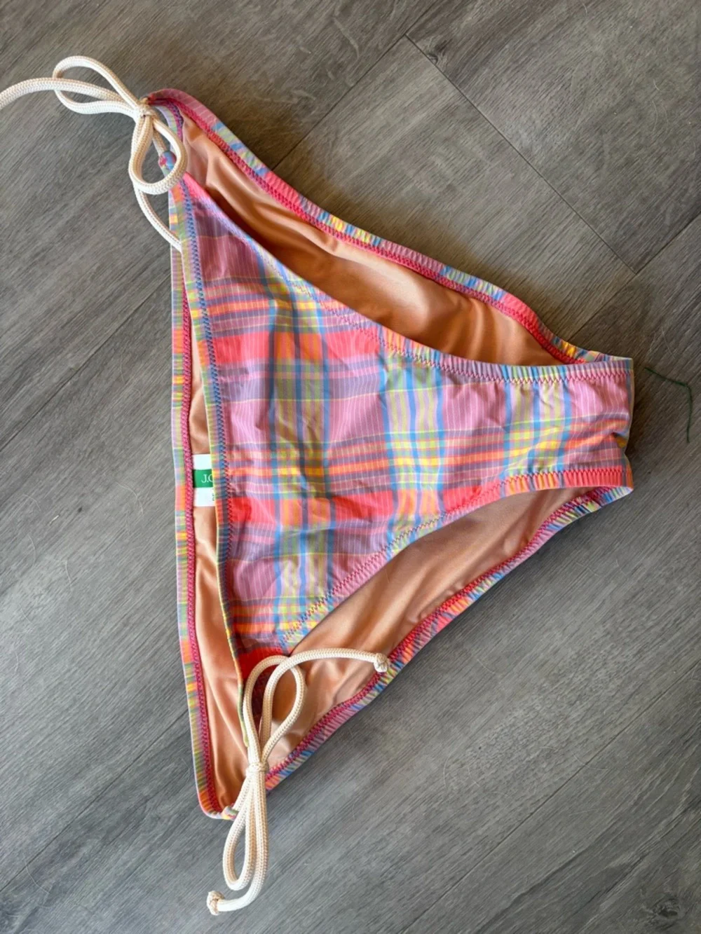 J.Crew: Rope String Bikini Bottom In Sunset Plaid Size XL - Picture 5 of 8